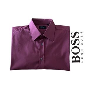 Hugo Boss Stretch Dress Shirt/Pointed Collar in Cabernet (deep burgundy) 16.5/42
